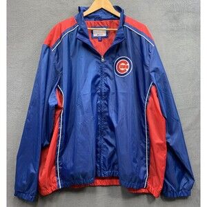 Chicago Cubs Mens Genuine Merchandise Windbreaker Full Zip Blue Red Size 5XL Vtg